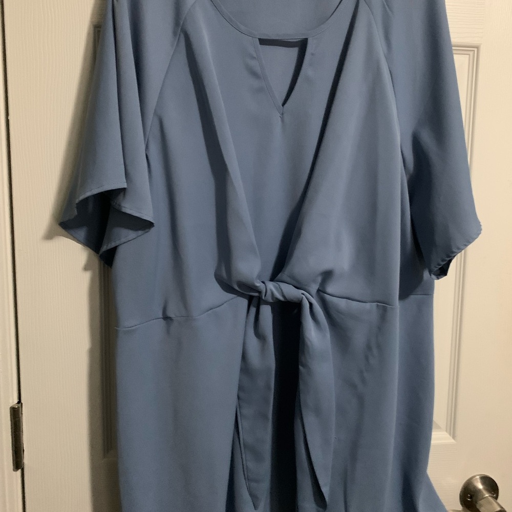 BloomChic Blue Tie-Front Blouse
